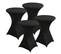 PRELGOSP Lot de 4 Nappe Mange Debout en Spandex, Extensible Housse pour Table Haute de Cocktail, Ronde Housse Mange Debout pour Bar,Fête d'anniversaire, Mariage, Table de Bistrot,Noir,60x110cm