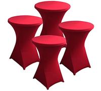 PRELGOSP Lot de 4 Nappe Mange Debout en Spandex, Extensible Housse pour Table Haute de Cocktail, Ronde Housse Mange Debout pour Bar,Fête d'anniversaire, Mariage, Table de Bistrot,Bordeaux,80x110cm