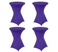 PRELGOSP Lot de 4 Nappe Mange Debout, Stretch Spandex Nappe de Cocktail, Housse Table Haute Mange Debout pour Table de Banquet De Cocktail De Mariage,Violet,60x110cm