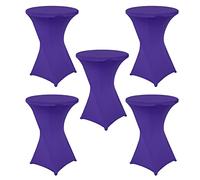 PRELGOSP Lot de 5 Nappe de Cocktail, Stretch Spandex Nappe Mange Debout, Housse Mange Debout pour Table de Banquet de Cocktail de Mariage,Violet,80x110cm