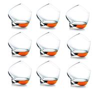 PRELGOSP Verre Culbuto, Verre a Bascule Rhum, Personnalisé Verres à Whisky pour Rhum Cognac Amaro Liqueur Cocktail Martini Cristal,9pcs