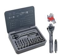 Preliminark Ratchet 24-in-1 Screwdriver Set, DIY Screwdriver Set Magnetic Compact and Portable Ratchet Screwdrivers with Multifunctional Toolbox, Mixture T Handle Wrench Screwdrivers Tool