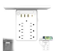 Preliminark Wall Outlet Extender with Shelf Night,9 in 1 Outlet Extender with Shelf, Wall Electrical Outlets Extenders, Power Strips with Surge Protection, Plug Expander for Home Dorm (1Pcs-White)