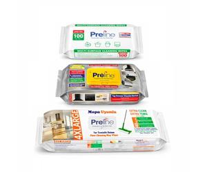 Preline lingettes dégraissantes XL, grandes et épaisses, au vinaigre blanc et bicarbonate, parfum citron, éliminent graisses et saletés, naturelles, pour cuisine, plaque et four, 60 pcs (Mix)