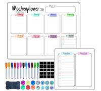 Prelisee 2 Pièces Calendrier Magnetique Frigo,Planificateurs Mensuels Magnétiques Effaçables,Tableau Menu Semaine Frigo Liste de Courses Planning Semaine Magnetique avec Raccords pour Enfants Adulte