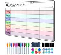 Prelisee Calendrier Magnetique Frigo,42x30cm Planificateur Hebdomadaire Magnétiques Effaçables Peut servir de Tableau Menu Semaine Frigo, Liste de Courses, Planning Semaine Magnetique, avec Raccords