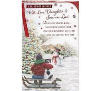 Prelude Carte de Noël pour fille et son beau-fils ~ For A Special Daughter & Son-in-Law At Christmas ~ Champagne doré et boules rouges