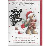Prelude Carte de Noël pour petit-fils ~ Happy Christmas Grandson Ho Ho... ~ Santa & Rudolph Carte fine