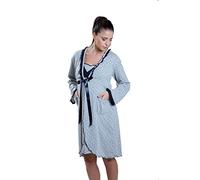 Premamy - Robe De Chambre pour maternité, avec nœud, Coton Jersey, pré-Post Partum - Gris - VI (XL)