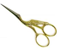 Premax ciseaux de cigogne dorés pour la broderie - ciseaux de broderie 9 cm, acier italien, plaqué or 24 carats