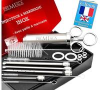 Premiala Injecteur à Marinade en inox 304 - Avec paille à marinade! 4 aiguilles, joints toriques de rechange, e-book en Français, pièces détachées disponibles - L'injecteur pour viande original 60ml!
