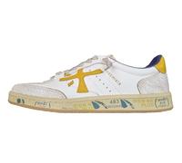 PREMIATA Chaussures pour homme en cuir craquelé Clay_8161 Blanc Jaune, Blanc, 44 EU