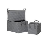 Premier 3 LIDA rectangulaire Jonc de mer Panier de Rangement avec poignée, Tissu/métal/PVC/PP Polypropylène Gris