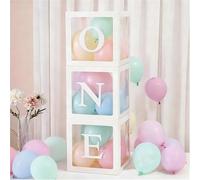 Premier anniversaire ballons boîtes pour décorations de fête, 1er anniversaire ballon blocs décorations avec une lettre pour garçon fille bébé douche, accessoire de séance photo, centre de table