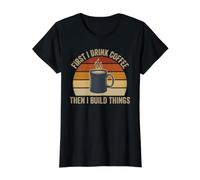Premier café Puis Construire des Choses Vintage Woodworker Sunset T-Shirt Graphique avec Valeur