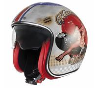 Premier CASQUE VINTAGE PIN UP OLD STYLE SILVER,GRIS/ROUGE/BLEU,S