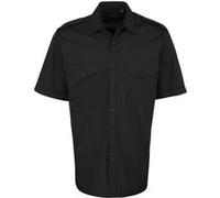 Premier - Chemise de pilote à manches courtes - Homme (40 FR) (Noir) - UTRW1086 Noir G