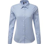 Premier - Chemise "Maxton" pour femme Manches Longues RW9633 (XXL) (Bleu marine clair/Blanc)