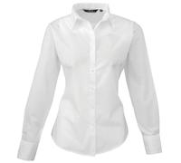 Premier Chemisier de travail unie à manches longues en popeline pour femme - Blanc - 50