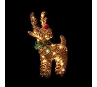 Premier Décorations de Noël en forme de renne à gros nez - Utilisation en extérieur - 37 cm - Fonctionne avec piles - 40 LED blanc chaud - Décoration de Noël pour la maison - Lumières de Noël festives