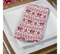 Premier Decorations Lot de 4 serviettes de table en coton réutilisables Motif nordique de Noël Rouge et blanc 40 cm x 40 cm