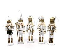 Premier Decorations Lot de 5 Casse-Noisette 11 Centimetre Sapin de Noël dans Une boîte Or Blanc