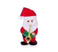 Premier Décorations - Père Noël dansant musical avec saxophone et bonnet de Père Noël - Fonctionne avec piles - 20 cm - Décoration de Noël - Idée cadeau pour Noël - Décoration de Noël fantaisie