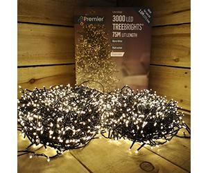 Premier Decorations Premier 3000 Sapin lumineux LED multi-action avec minuteur Blanc chaud