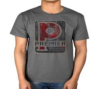 Premier Drums Vintage Badge T-Shirt Jamie Morrison Nicko Mcbrain GED Ro Men's Male Dark Grey XL