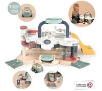 Smoby Garage jouet Little Premier – Station de lavage, ascenseur, héliport – 1 voiture incluse