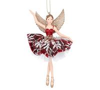 Premier Gisela Graham Décoration en résine et tissu Rouge/doré 15 cm
