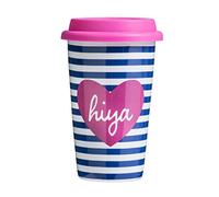 Premier Hiya Isotherme Eco Tasse de Voyage avec Couvercle en Porcelaine, en Silicone ROSE/330 ML
