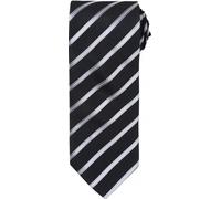 Premier Hommes Sport Cravate avec motif à rayures RW5237 (taille unique) (Noir / Argent)