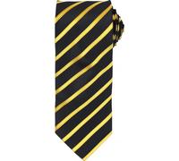 Premier Hommes Sport Cravate avec motif à rayures RW5237 (taille unique) (Noir / Or)