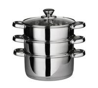 Premier Housewares 0408129 Couscoussier de 3 Niveau en Acier Inoxydable et Couvercle en Verre