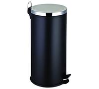 Premier Housewares 0506427 Poubelle à Pédale Acier Inoxydable Noir Mat 30 L + Godet Intérieur Plastique