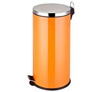 Premier Housewares 0506451 Poubelle à Pédale avec Seau Intérieur Acier Inoxydable/Plastique Orange 30 L