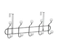 Premier Housewares 0509557 Portemanteau à Suspendre à 10 Crochets Chromé et Boules en Céramique Blanc