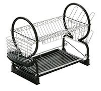 Premier Housewares 0509635 Égouttoir à Vaisselle de 2 Niveaux Chromé Cadre en Émail Noir Laqué