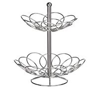 Premier Housewares 0509790 Corbeille à Fruits Forme d'Ellipse de 2 Niveaux Chromé