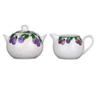 Premier Housewares 0722455 Ensemble Pot à Lait et Sucrier Prunes en Porcelaine