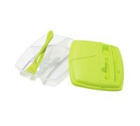 Premier Housewares 1206260 Récipient pour Nourriture 3 Compartiments Transparent + Couvercle + Couteau + Fourchette Plastique Vert