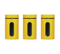 Premier Housewares 1209791 Set de 3 Bocaux à Rangement en Verre Émail Jaune 1000 ML