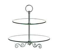 Premier Housewares 1402595 Présentoir à Gâteau 2 Niveaux en Verre Transparent en Chrome