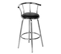 Premier Housewares 2400429 Tabouret de Bar Tournante avec Siège Rembourré en Noir/Finition Chromée