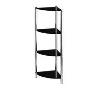 Premier Housewares 2401190 Étagère à Rangement de Coin de 4 Étages en Verre Noir + Pieds Finition Chromée