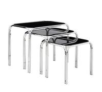 Premier Housewares 2401619 Gigognes 3 Tables en Verre Noir et Jambes Chromé