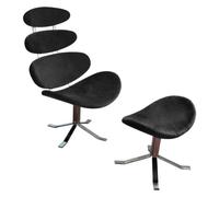 Premier Housewares 2402261 Quatro Fauteuil et Repose-Pieds en Microfibre Noir et Base Chromé