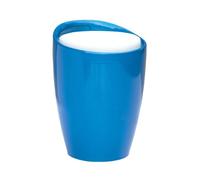 Premier Housewares 2402358 Tabouret avec Coussin en Effet Cuir Blanc/ABS en Bleu