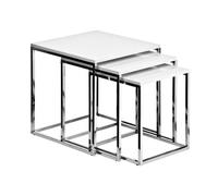 Premier Housewares 2402536 Gigognes 3 Tables Laqué Blanc et Cadre Chromé